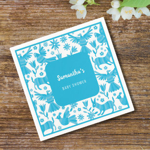 Blauw Otomi baby showers servet