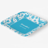 Blauw otomi mexicaans baby shower papier Bord (Gebogen)