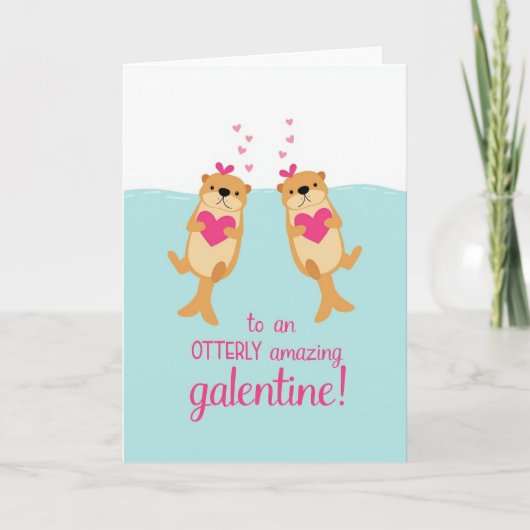 Blauw Otterly Geweldige Galentine Kaart (Voorkant)