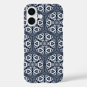 Blauw Ottomaans Turks Tracery Oosters iPhone 16 Hoesje