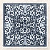 Blauw Ottomaans Turks Tracery Oosters Glazen Onderzetter (Voorkant)