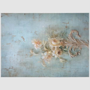  blauw oud geschilderd muur wit Engels rozen Tissuepapier