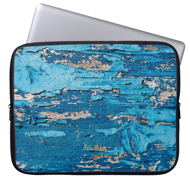 Blauw oude houten achtergrond  laptop sleeve (Voorkant)