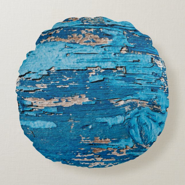 Blauw oude houten achtergrond rond kussen (Voorkant)
