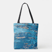 Blauw oude houten achtergrond tote bag (Achterkant)