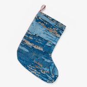 blauw: oude houten textuur kleine kerstsok (Voorkant (Hangend))