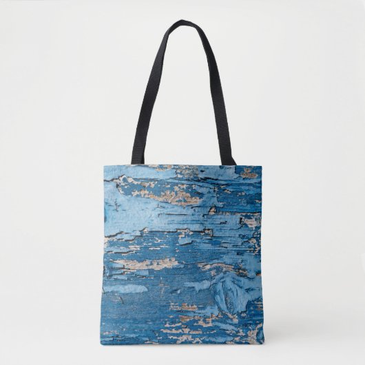 blauw: oude houten textuur tote bag (Voorkant)