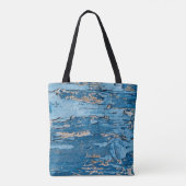 blauw: oude houten textuur tote bag (Achterkant)
