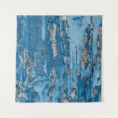  blauw: oude houten textuur wandkleed (Voorkant (horizontaal))