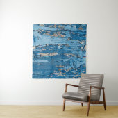  blauw: oude houten textuur wandkleed (In situ)