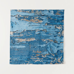  blauw: oude houten textuur wandkleed
