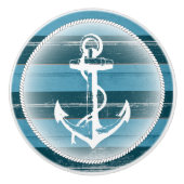 Blauw ouder hout met neusanker keramische knop (Voorkant)