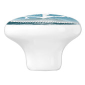 Blauw ouder hout met neusanker keramische knop (Zijkant)