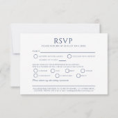 Blauw ovaal blad monogram maaltijd optie bruiloft  RSVP kaartje (Achterkant)