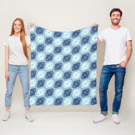 Blauw Ovaal Zaad Rond Waterdruppel Modern Patroon Fleece Deken
