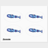 blauw ovale sticker (Vel)