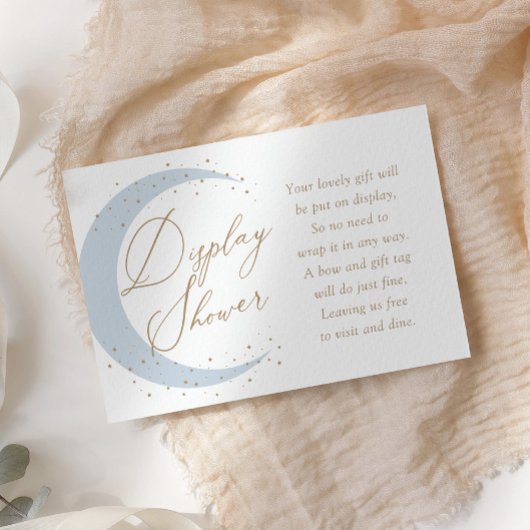 Blauw Over de Maan Baby Display Douche Informatiekaartje