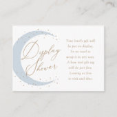 Blauw Over de Maan Baby Display Douche Informatiekaartje (Voorkant)