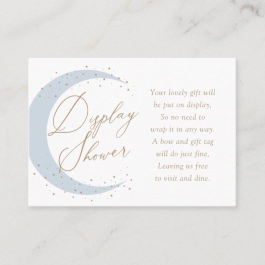 Blauw Over de Maan Baby Display Douche Informatiekaartje (Voorkant)