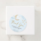 Blauw Over de Maan Baby Shower Bedankjes Labels (In situ)