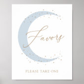 Blauw Over de Maan Baby shower Favorieten Sign Poster (Voorkant)