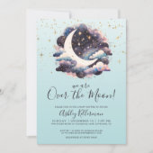 Blauw over de maan Baby shower Kaart (Voorkant)