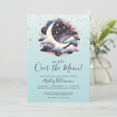 Blauw over de maan Baby shower Kaart (Staand voorkant)