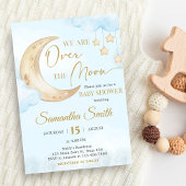 Blauw Over de Maan Baby Shower Kaart