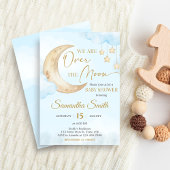 Blauw Over de Maan Baby Shower Kaart