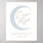 Blauw Over de Maan Baby shower Luier Raffle Sign Poster (Voorkant)