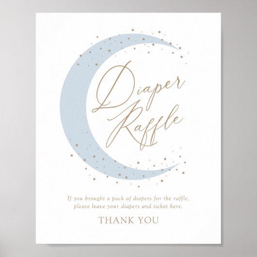Blauw Over de Maan Baby shower Luier Raffle Sign Poster (Voorkant)