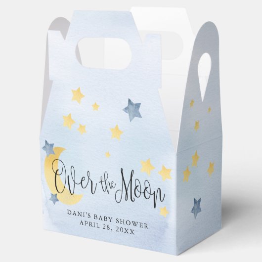 Blauw over de maan, Baby shower moonsterren Bedankdoosjes (Geopend)