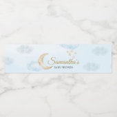 Blauw Over de Maan Baby Shower Waterfles Etiket (Enkel label)