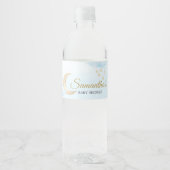 Blauw Over de Maan Baby Shower Waterfles Etiket (Voorkant)