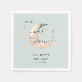 Blauw Over De Maan Boho Hemels Baby shower Servet