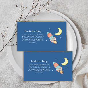Blauw Over De Maan Raketboeken Voor Babyfeestje Informatiekaartje