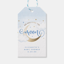 Blauw over de Moon Baby shower Favor Tags Cadeaulabel