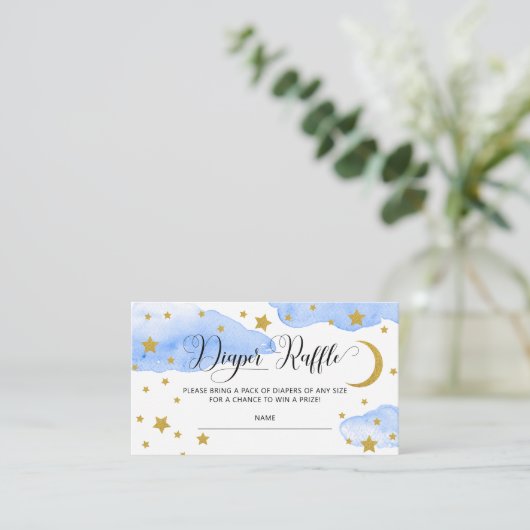 Blauw over het Baby shower van de maan Informatiekaartje (Staand voorkant)