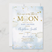 Blauw over het Baby shower van de Moon Constellati Kaart (Voorkant)