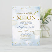 Blauw over het Baby shower van de Moon Constellati Kaart (Staand voorkant)