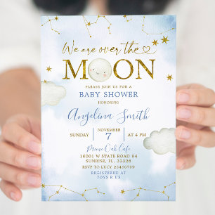 Blauw over het Baby shower van de Moon Constellati Kaart