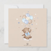 Blauw over het Moon Teddy Bear-Baby shower Kaart (Achterkant)