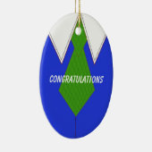 Blauw overhemd en stropdas gefeliciteerd keramisch ornament (Rechts)