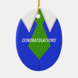 Blauw overhemd en stropdas gefeliciteerd keramisch ornament