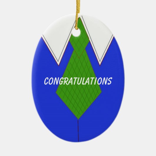 Blauw overhemd en stropdas gefeliciteerd keramisch ornament (Voorkant)