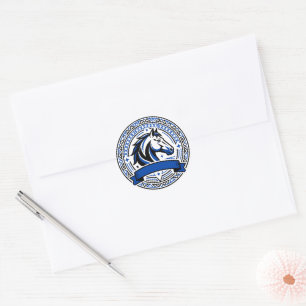Blauw Paard Badge Met Sierlijst Sticker