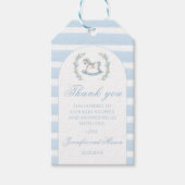 Blauw paard boho boog baby jongen douche dank u cadeaulabel (Voorkant)