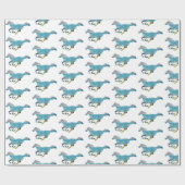Blauw paard cadeaupapier (Vlak)
