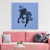 Blauw Paard Canvas (Insitu (Woonkamer))