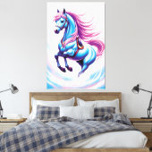 BLAUW PAARD CANVAS AFDRUK (Insitu (Slaapkamer))